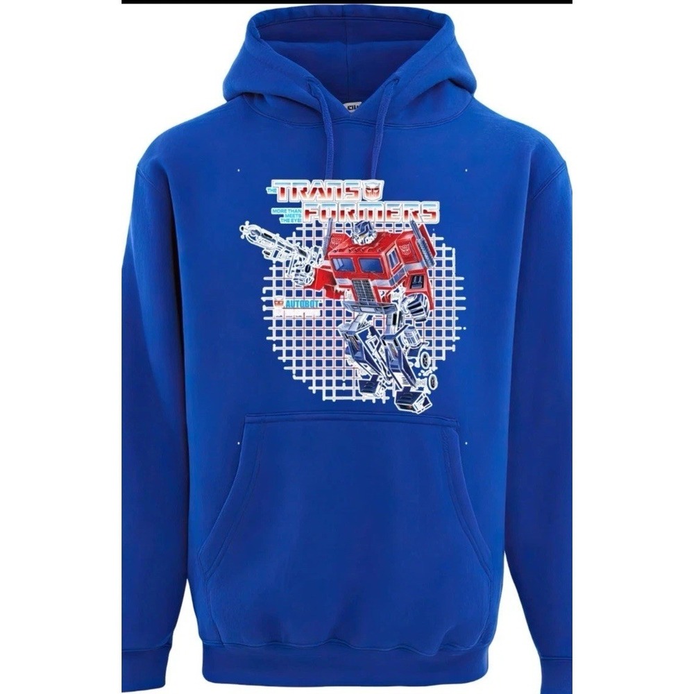 Transformers Optimus Prime Pullover Hoodie, Blue Sweatshirt Unisex Large